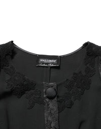 Dolce & Gabbana Dolce & Gabbana Black Button Fastening Lace Trimmed Blazer Women's Jacket
