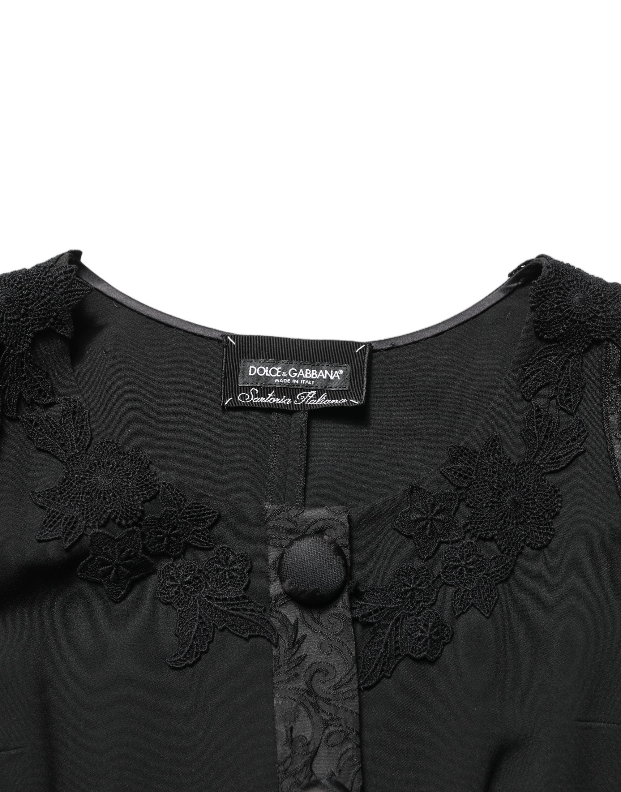 Dolce & Gabbana Dolce & Gabbana Black Button Fastening Lace Trimmed Blazer Women's Jacket