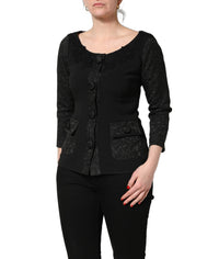 Dolce & Gabbana Dolce & Gabbana Black Button Fastening Lace Trimmed Blazer Women's Jacket