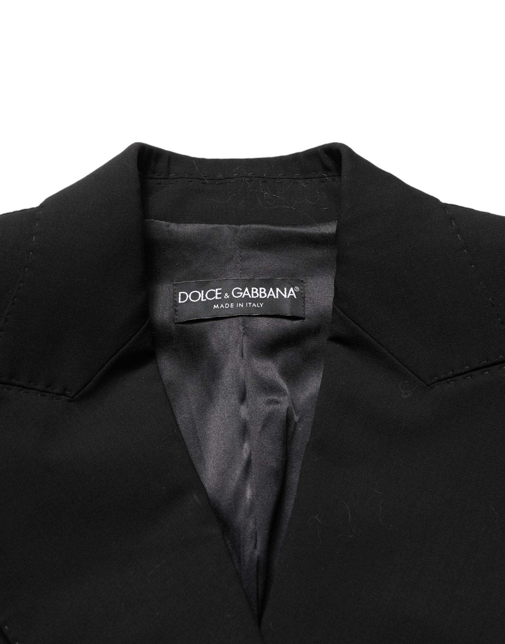 Dolce & Gabbana Dolce & Gabbana Black Wool DoubleBreasted Lace Sleeve Women's Jacket