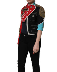 Dolce & Gabbana Dolce & Gabbana Multicolor Asymmetrical Ornate Jewel Cropped Women's Jacket