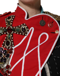 Dolce & Gabbana Dolce & Gabbana Multicolor Asymmetrical Ornate Jewel Cropped Women's Jacket