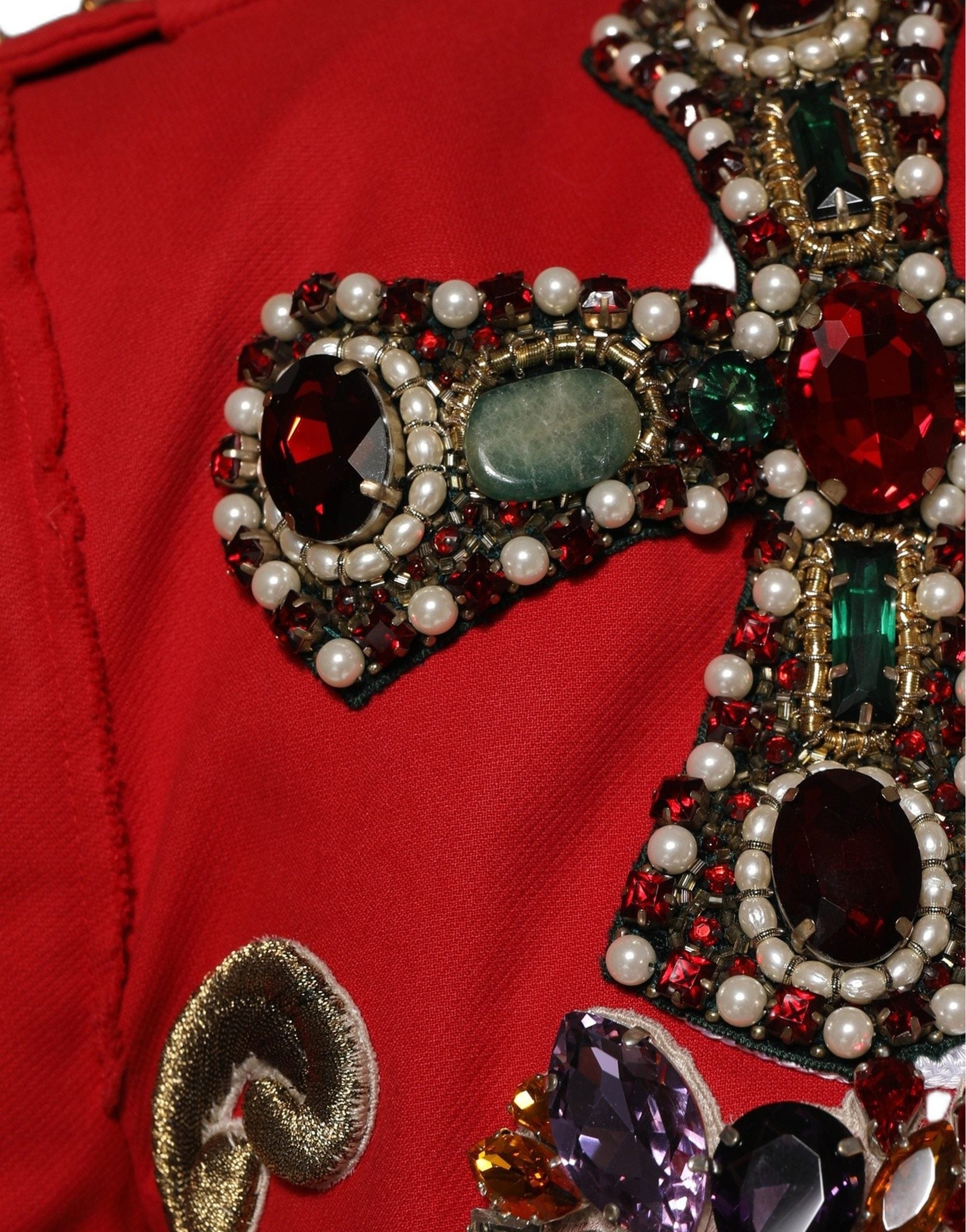 Dolce & Gabbana Dolce & Gabbana Multicolor Asymmetrical Ornate Jewel Cropped Women's Jacket