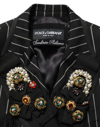 Dolce & Gabbana Dolce & Gabbana Black Stripe Double-Breasted Blazer Women's Jacket