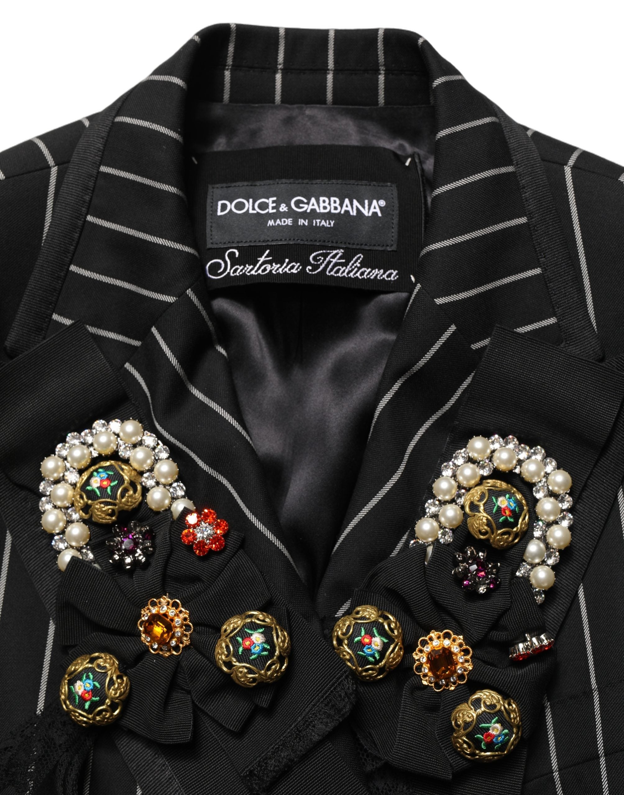 Dolce & Gabbana Dolce & Gabbana Black Stripe Double-Breasted Blazer Women's Jacket