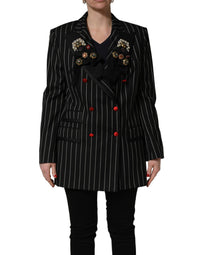 Dolce & Gabbana Dolce & Gabbana Black Stripe Double-Breasted Blazer Women's Jacket