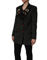 Dolce & Gabbana Dolce & Gabbana Black Stripe Double-Breasted Blazer Women's Jacket