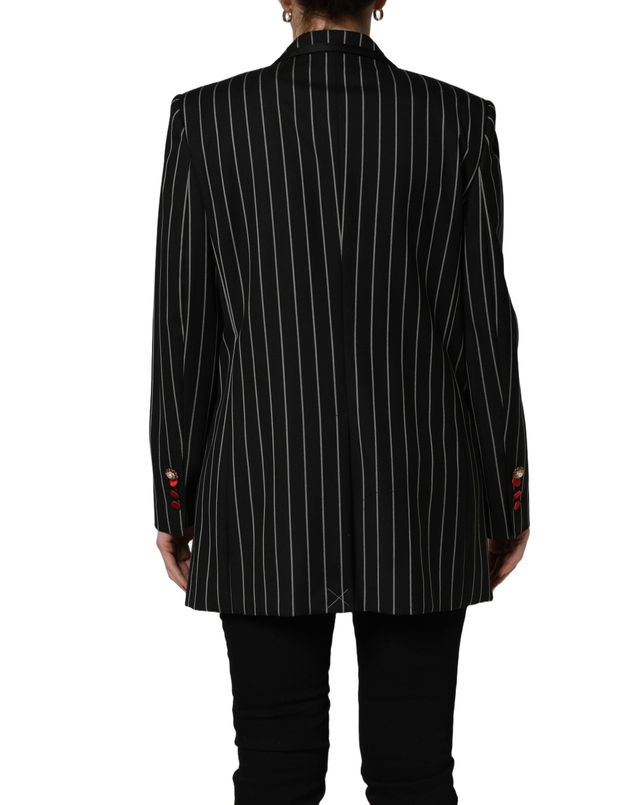 Dolce & Gabbana Dolce & Gabbana Black Stripe Double-Breasted Blazer Women's Jacket