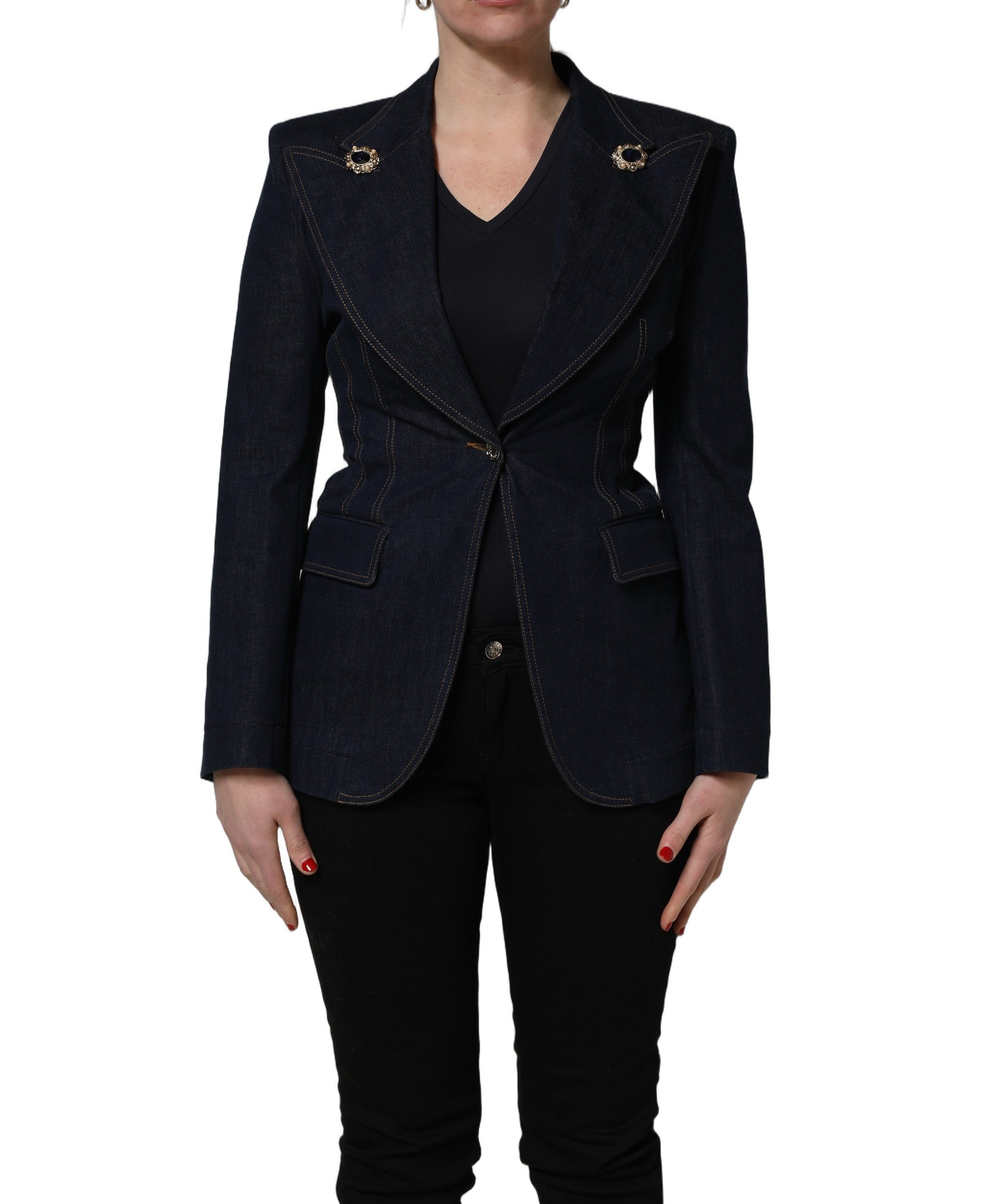 Dolce & Gabbana Dolce & Gabbana Blue Single-Breasted Denim Blazer Women's Jacket