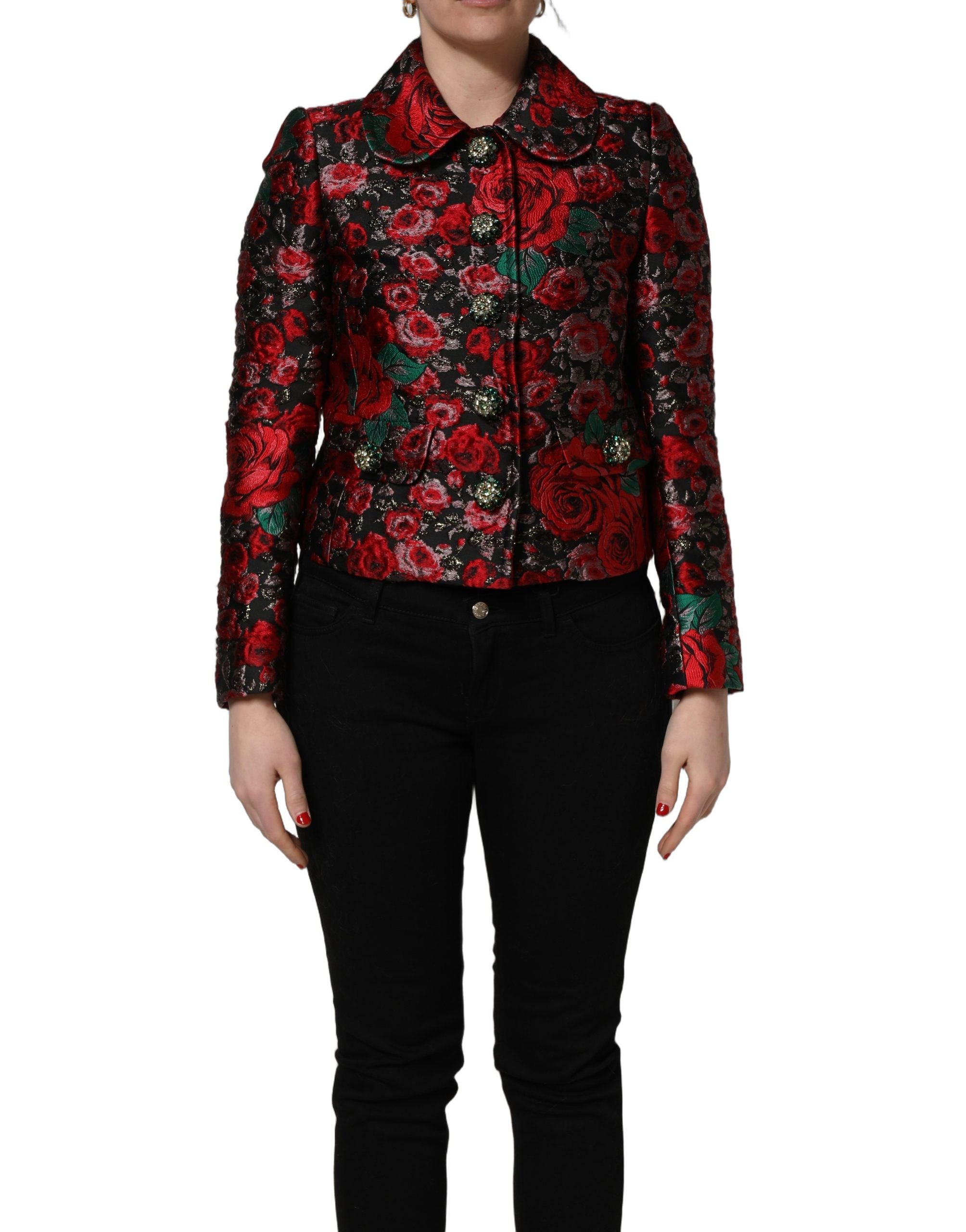 Dolce & Gabbana Multicolor Floral Brocade ButtonBlazer Women's Jacket