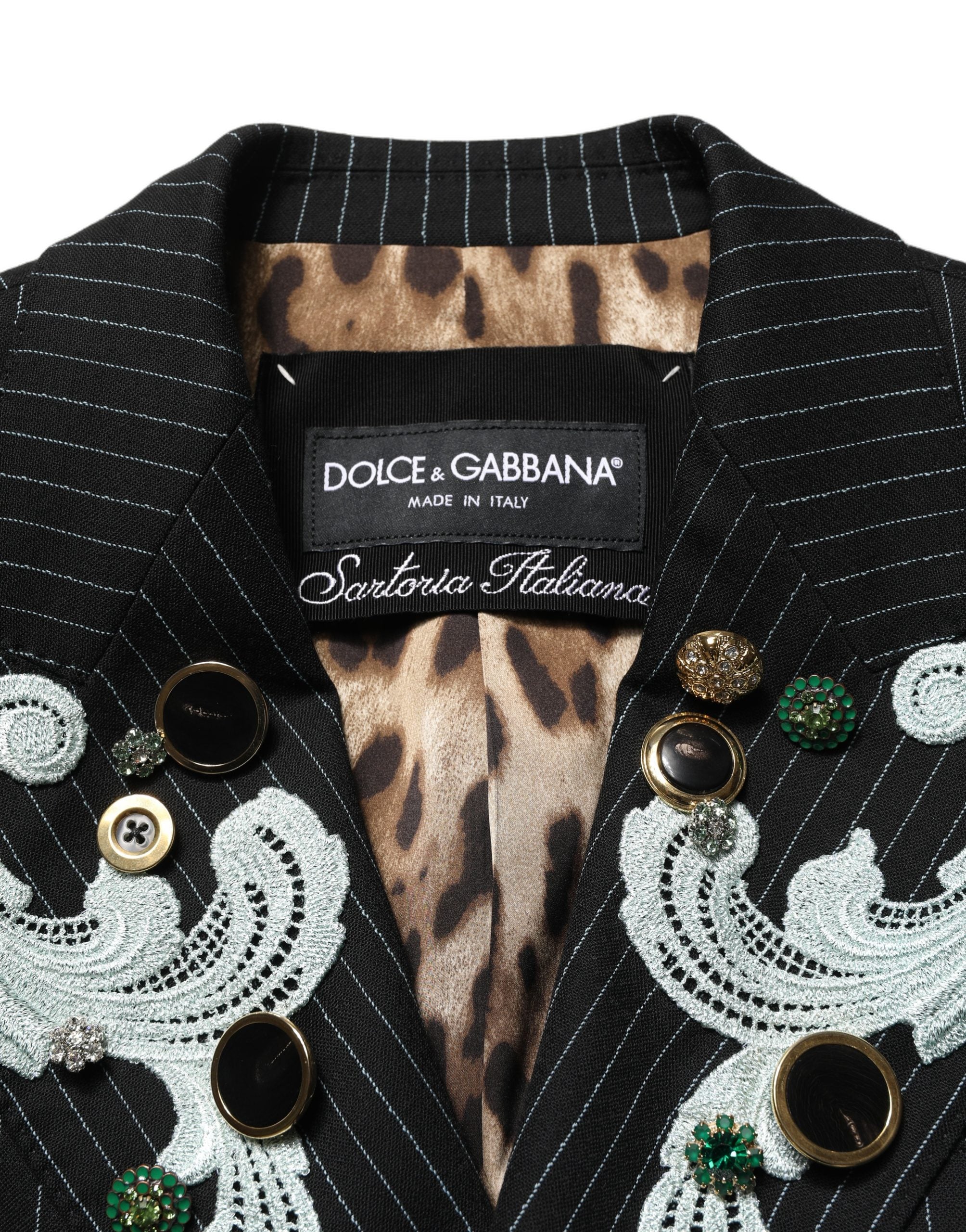 Dolce & Gabbana Black Stripe Double-Breasted Blazer Women's Jacket
