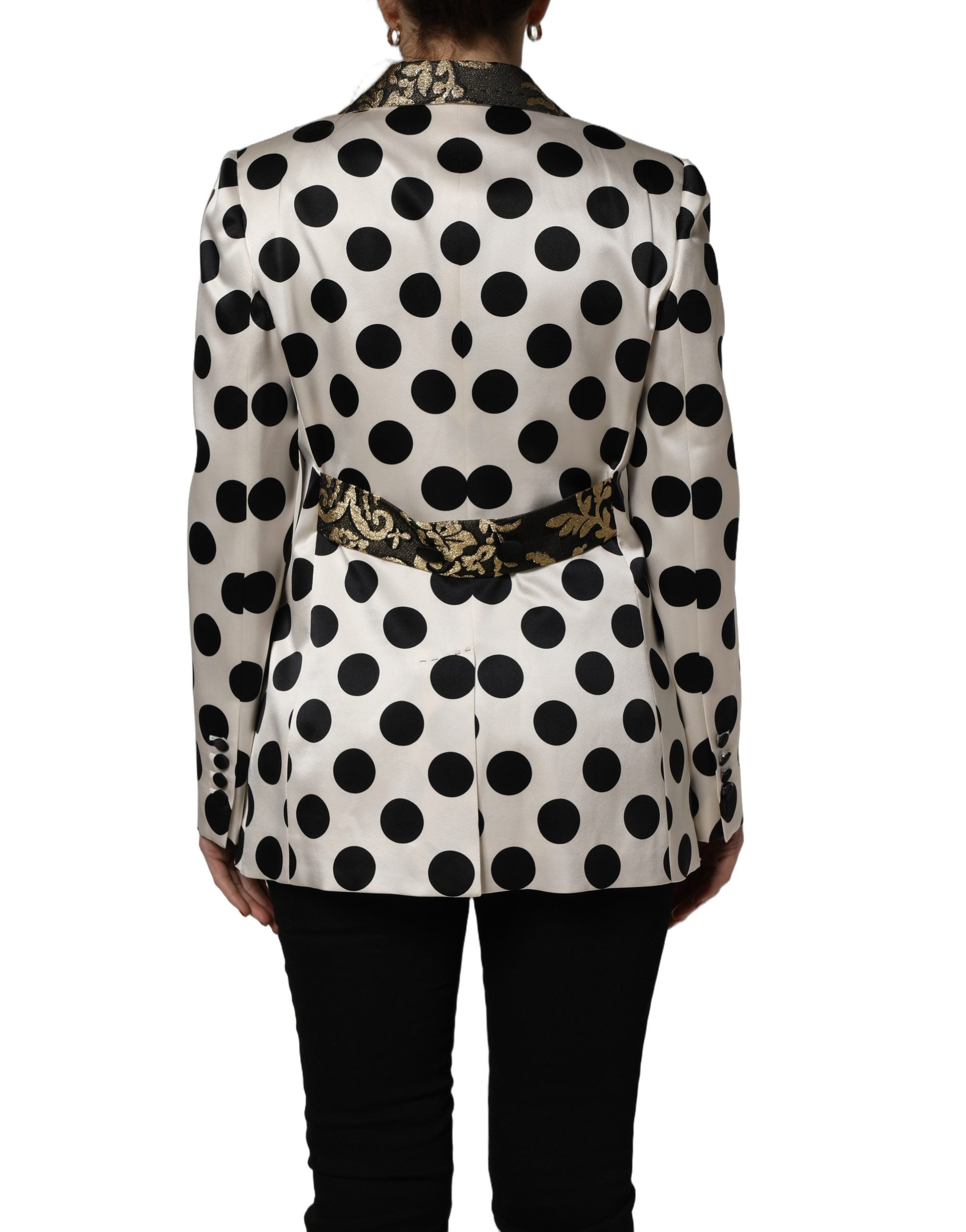 Dolce & Gabbana Dolce & Gabbana White Brocade Polka-Dot Print Blazer Women's Jacket