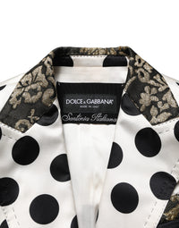 Dolce & Gabbana Dolce & Gabbana White Brocade Polka-Dot Print Blazer Women's Jacket