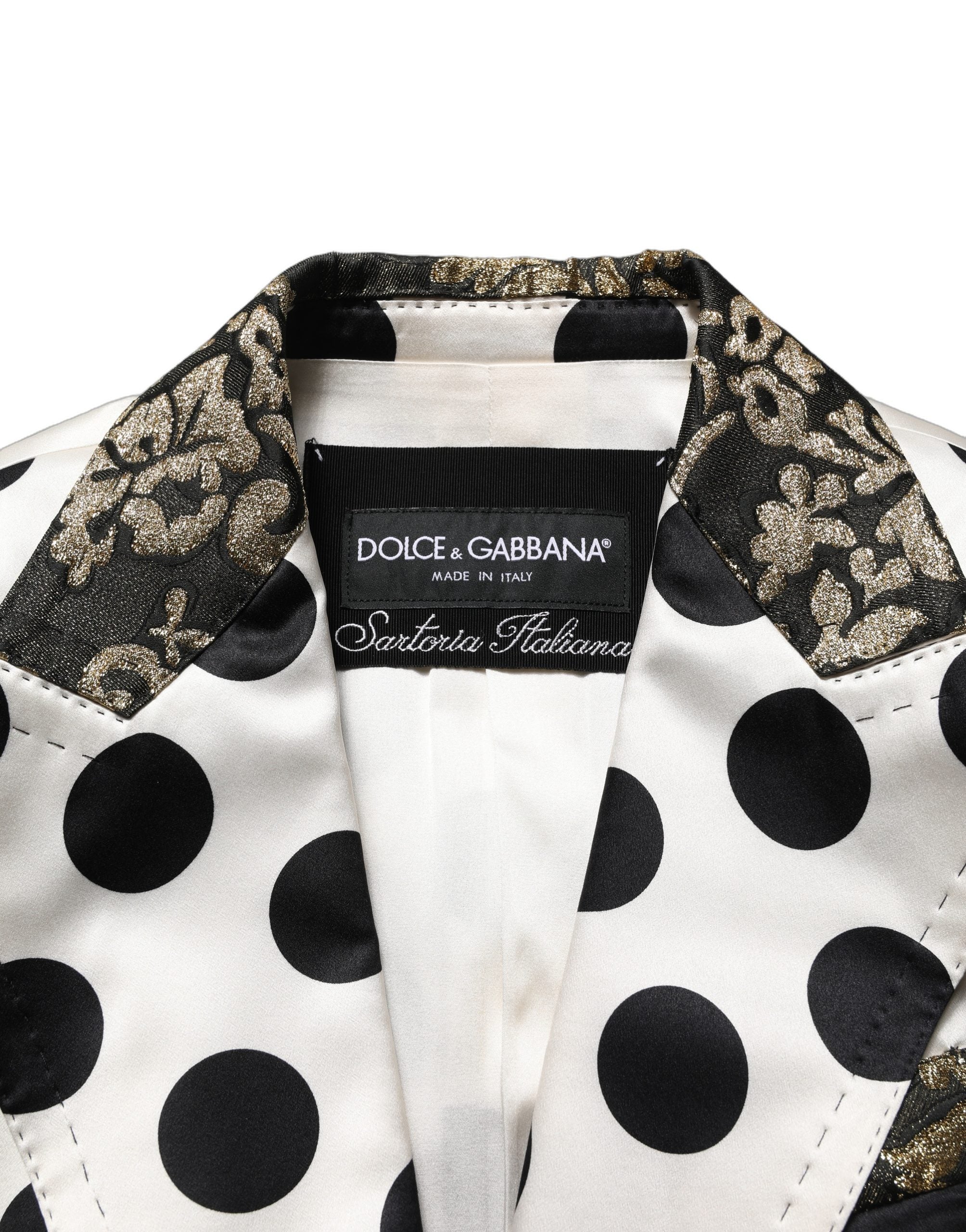 Dolce & Gabbana Dolce & Gabbana White Brocade Polka-Dot Print Blazer Women's Jacket