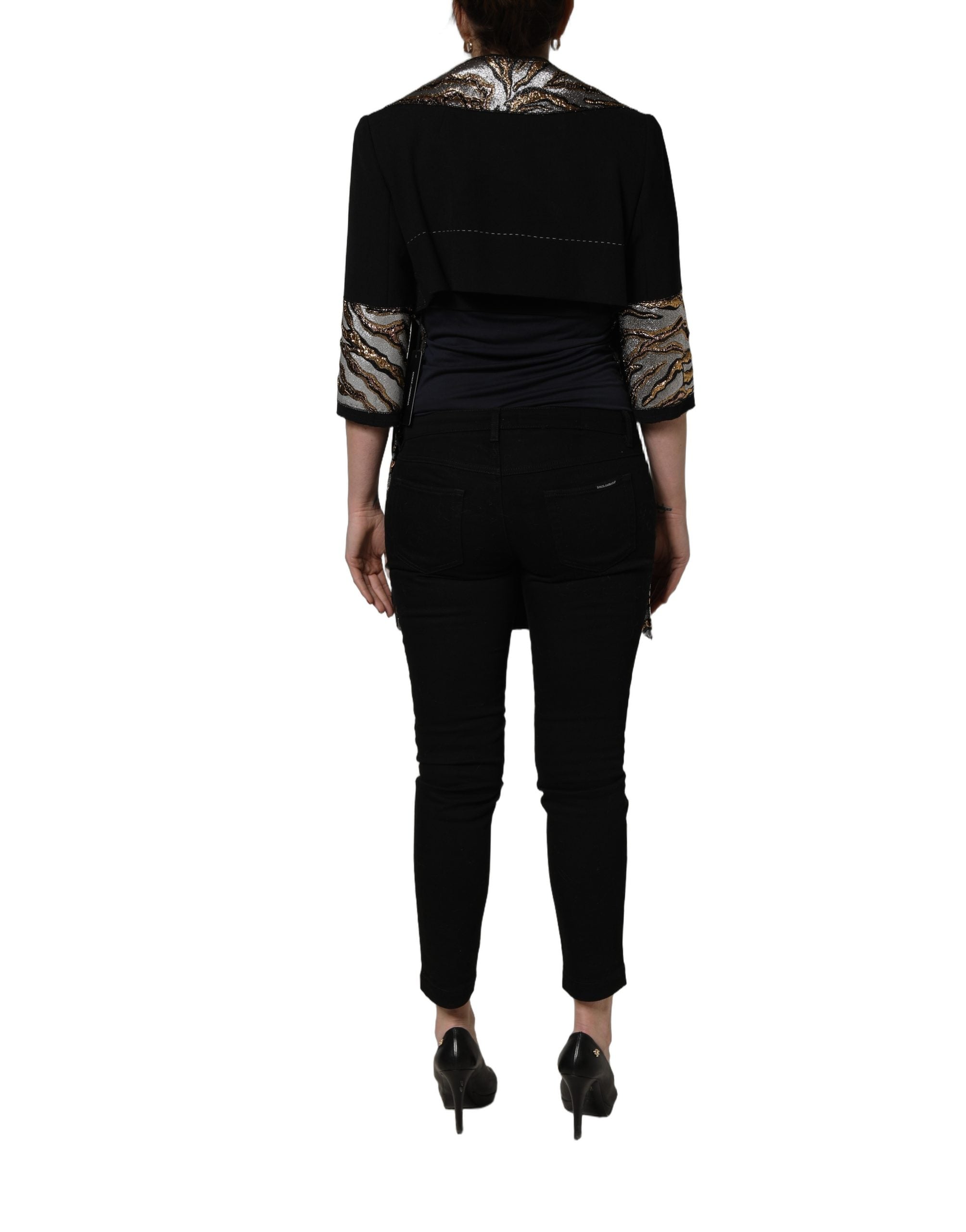 Dolce & Gabbana Dolce & Gabbana Black Single-Breasted Brocade Coat Women's Jacket