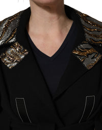 Dolce & Gabbana Dolce & Gabbana Black Single-Breasted Brocade Coat Women's Jacket