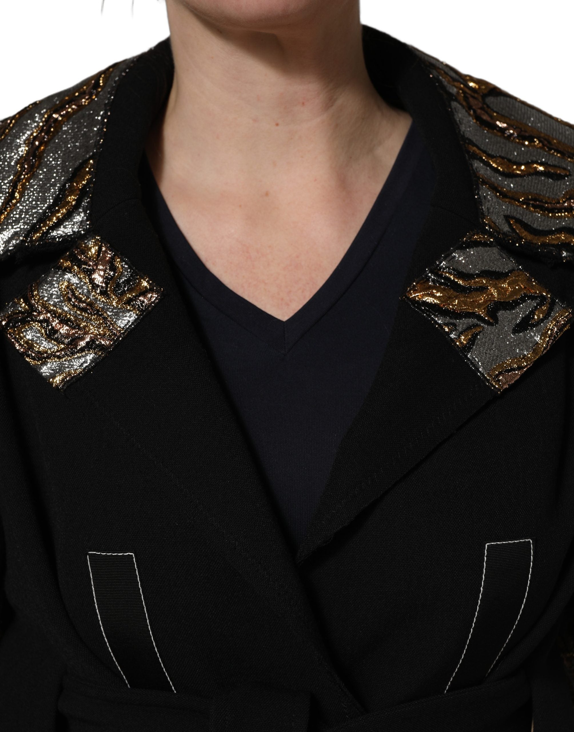Dolce & Gabbana Dolce & Gabbana Black Single-Breasted Brocade Coat Women's Jacket