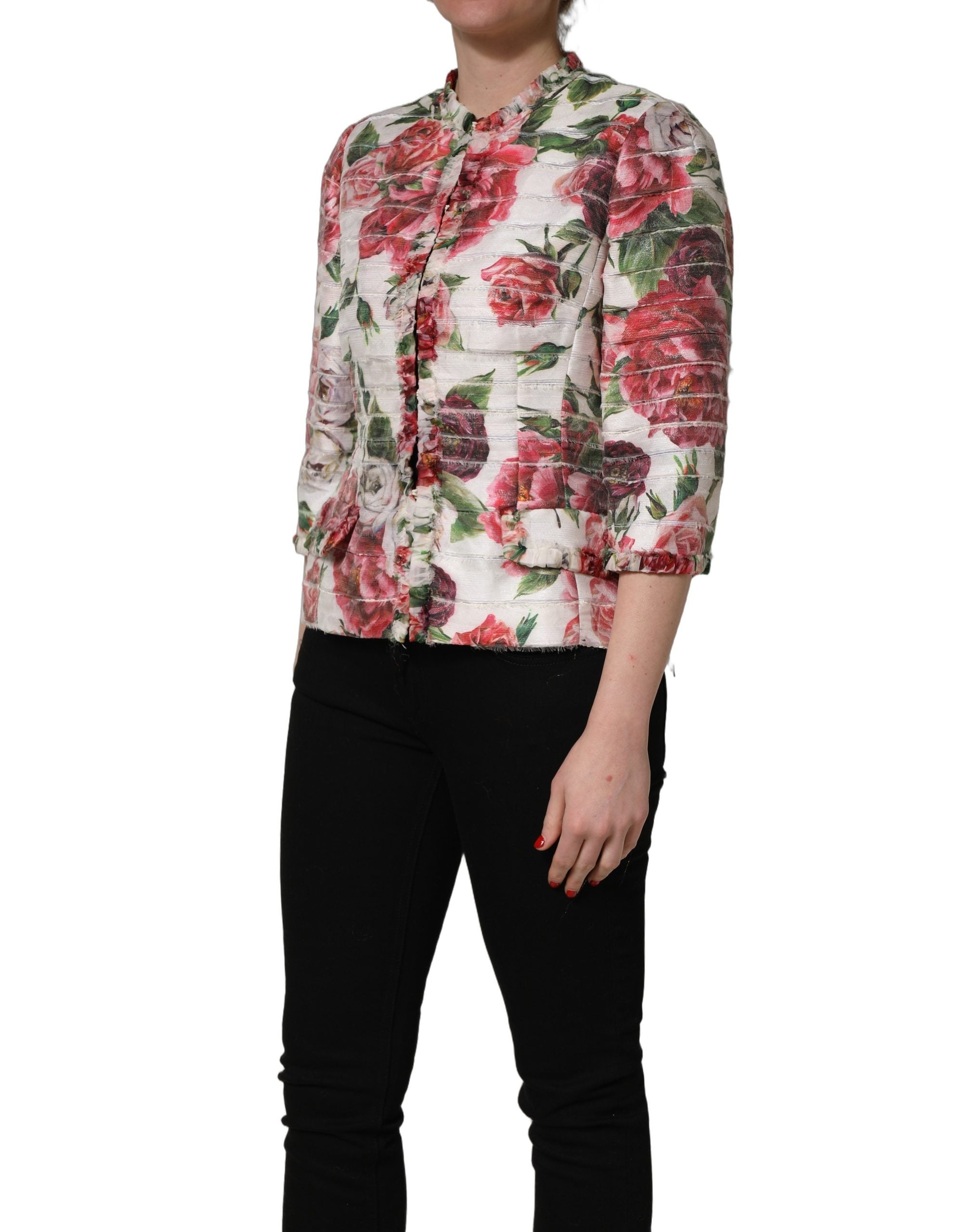 Dolce & Gabbana Dolce & Gabbana Multicolor Peony Print Polyester Coat Women's Jacket