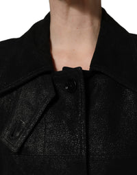 Dolce & Gabbana Dolce & Gabbana Black Belted Sheepskin Trench Coat Women's Jacket