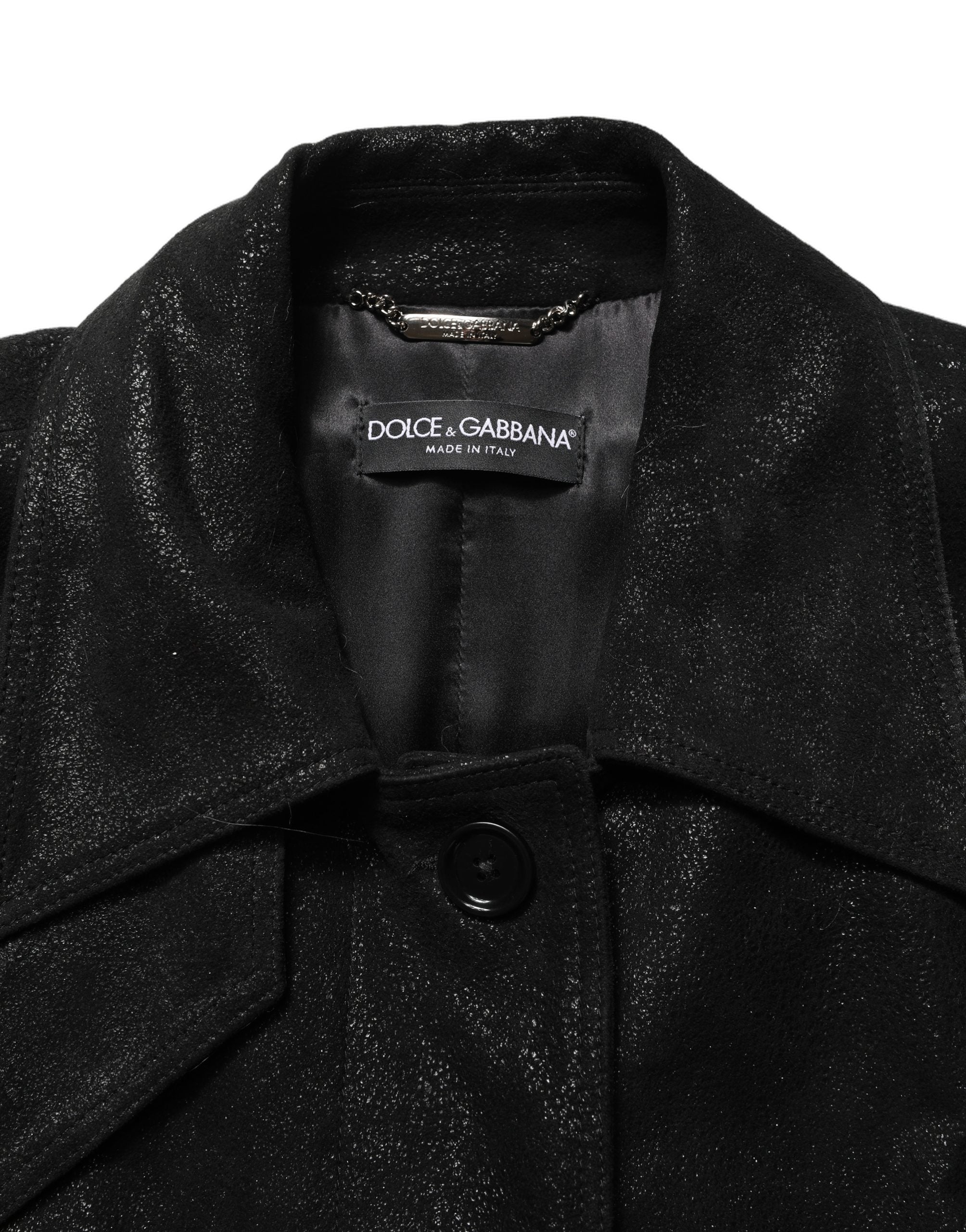 Dolce & Gabbana Dolce & Gabbana Black Belted Sheepskin Trench Coat Women's Jacket