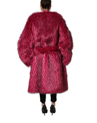 Dolce & Gabbana Dolce & Gabbana Fuchsia Belted Faux-Fur Trench Coat Women's Jacket