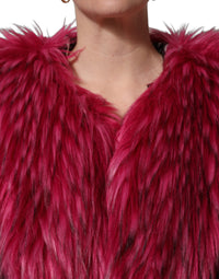 Dolce & Gabbana Dolce & Gabbana Fuchsia Belted Faux-Fur Trench Coat Women's Jacket
