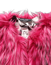 Dolce & Gabbana Dolce & Gabbana Fuchsia Belted Faux-Fur Trench Coat Women's Jacket