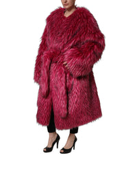 Dolce & Gabbana Dolce & Gabbana Fuchsia Belted Faux-Fur Trench Coat Women's Jacket