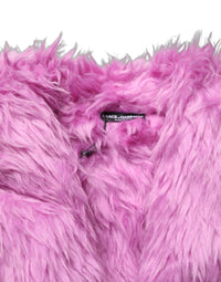 Dolce & Gabbana Dolce & Gabbana Pink Plush Faux Fur Gold Leather Coat Women's Jacket