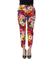 Dolce & Gabbana Multicolor Floral Print Tapered Trouser Women's Pants