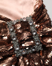 Dolce & Gabbana Rose Gold Embellished Sequinned Maxi Women's Skirt