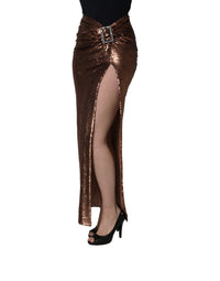 Dolce & Gabbana Rose Gold Embellished Sequinned Maxi Women's Skirt