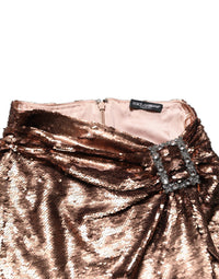 Dolce & Gabbana Rose Gold Embellished Sequinned Maxi Women's Skirt