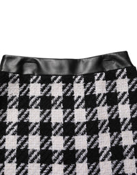 Dolce & Gabbana Black White Tweed Houndstooth Mini Women's Skirt