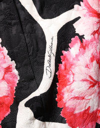 Dolce & Gabbana Black Pink Carnation Floral Print Jacquard Mini Women's Skirt