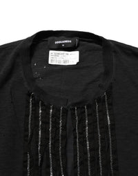 Dsquared² Black Chain Embellished Cotton Short Sleeve Women's T-shirt