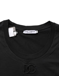 Dolce & Gabbana Black Cotton Short-Sleeve Crew Neck Women's T-shirt