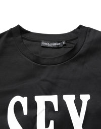 Dolce & Gabbana Black Jersey Graphic Short Sleeve Crew Neck Women's T-shirt