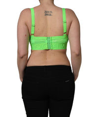Dolce & Gabbana Dolce & Gabbana Neon Green Soft Cup Logo-Trim Bra Cropped Women's Top