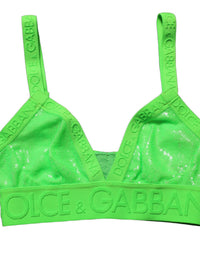 Dolce & Gabbana Dolce & Gabbana Neon Green Soft Cup Logo-Trim Bra Cropped Women's Top