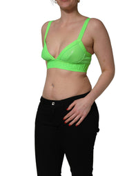 Dolce & Gabbana Dolce & Gabbana Neon Green Soft Cup Logo-Trim Bra Cropped Women's Top