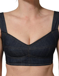 Dolce & Gabbana Dolce & Gabbana Black Denim Corset Bralette Cotton Cropped Women's Top