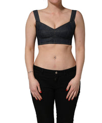 Dolce & Gabbana Dolce & Gabbana Black Denim Corset Bralette Cotton Cropped Women's Top