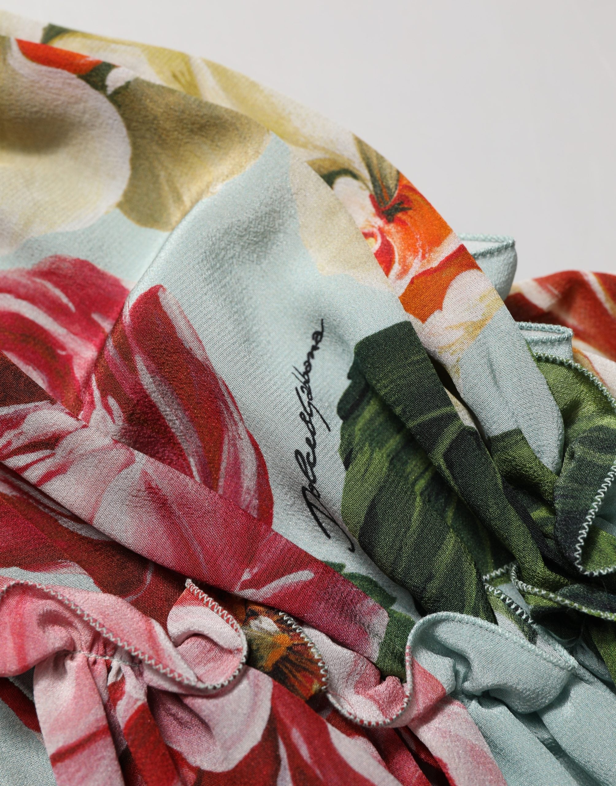 Dolce & Gabbana Multicolor Floral Silk Cropped Shirt Women's Top