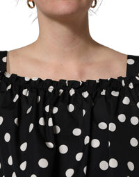 Dolce & Gabbana Black White Polka Dot Off Shoulder Women's Top