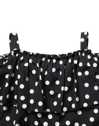 Dolce & Gabbana Black White Polka Dot Off Shoulder Women's Top