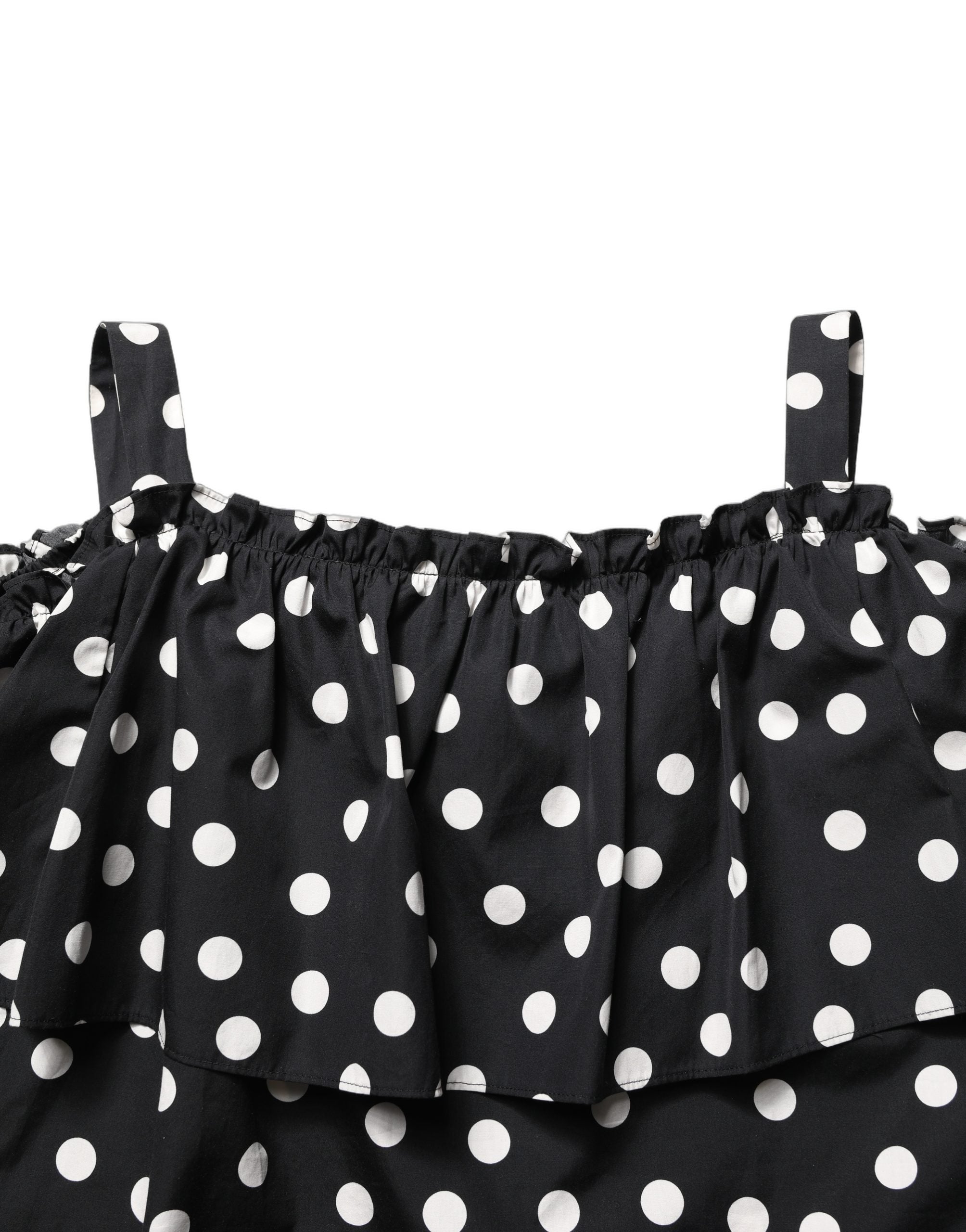 Dolce & Gabbana Black White Polka Dot Off Shoulder Women's Top