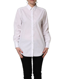 Dolce & Gabbana White Cotton Long Sleeve Button-Up Shirt Women's Top