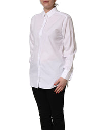 Dolce & Gabbana White Cotton Long Sleeve Button-Up Shirt Women's Top