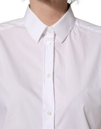 Dolce & Gabbana White Cotton Long Sleeve Button-Up Shirt Women's Top